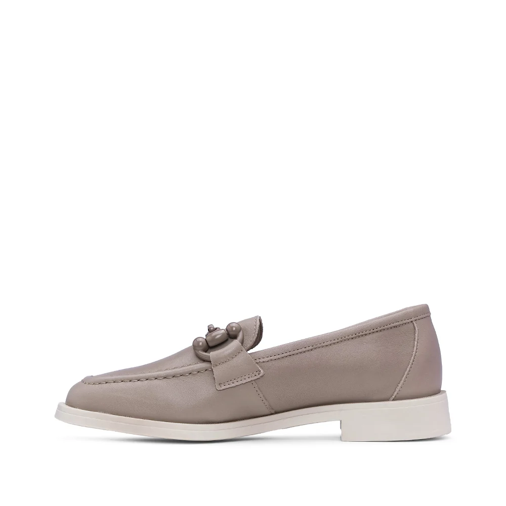 Sapato Salto Raso Mulher Pele Taupe - Image 3
